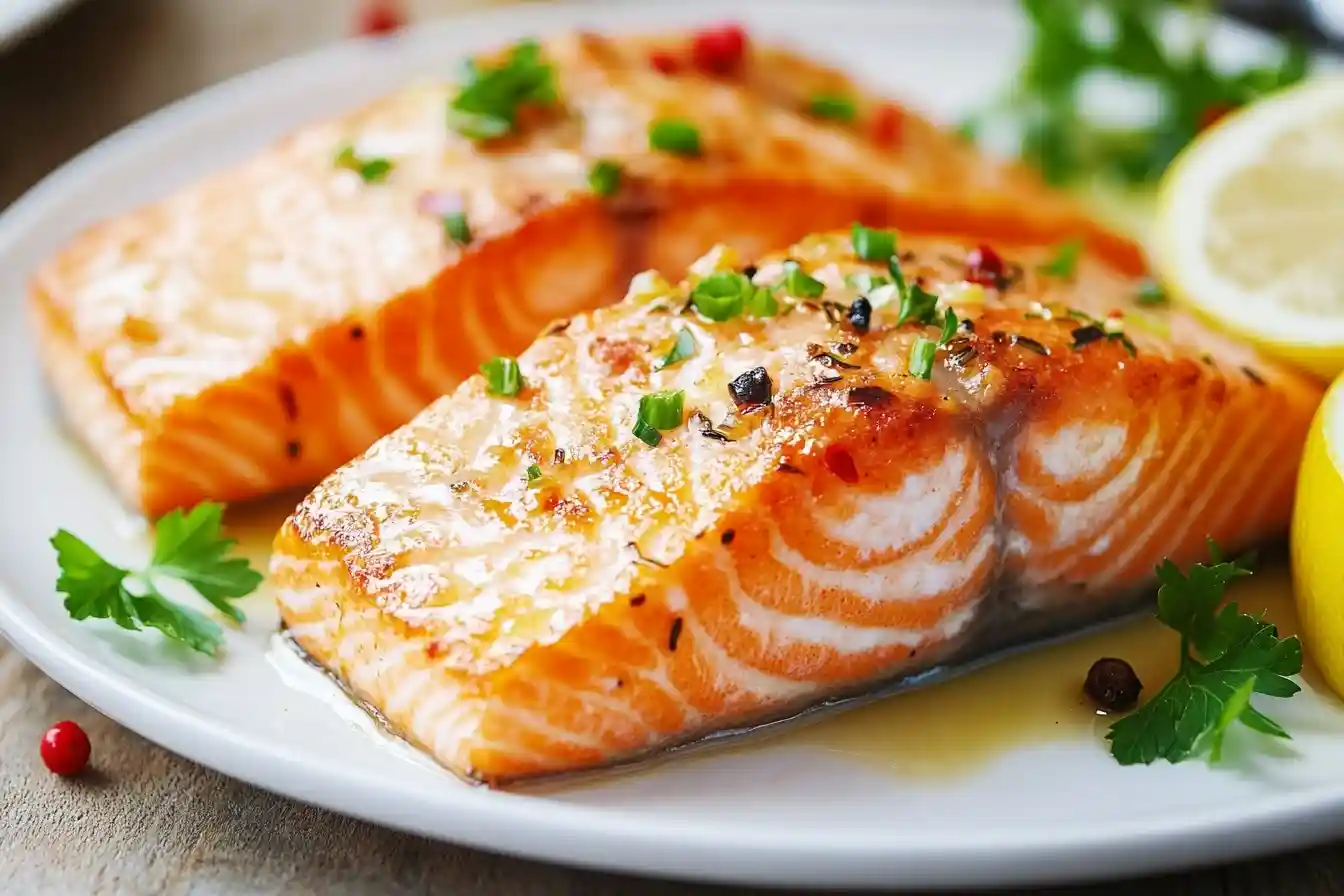 Salmón al horno con miel y mostaza